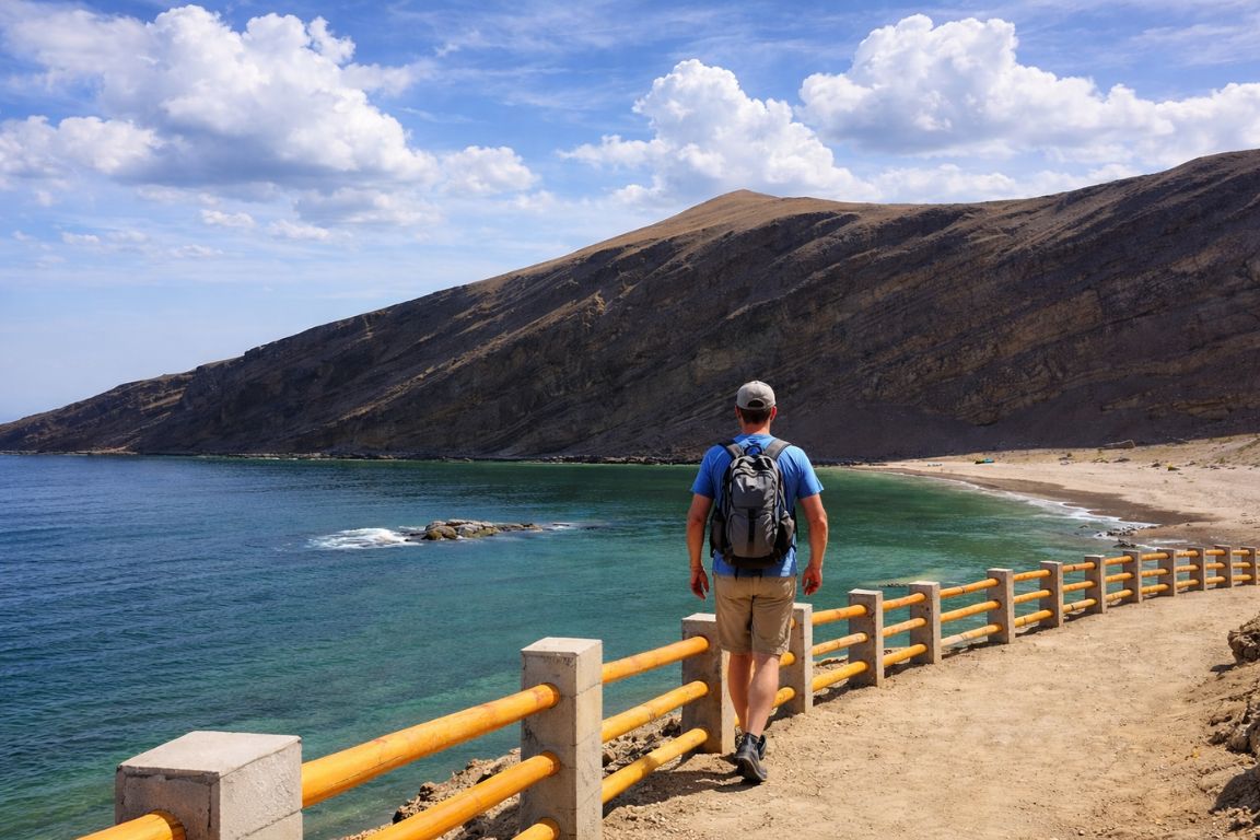 Traveler exploring Paracas coastline in Peru captured on Huacachina Tours itinerary
